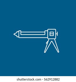 Construction Glue Gun Line Icon On Blue Background