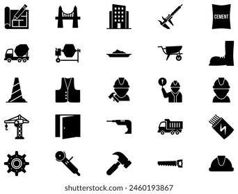 Construction Glyph Icon pictogram symbol visual illustration Set