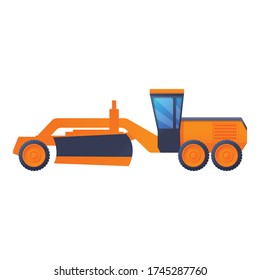 Construction grader machine icon. Cartoon of construction grader machine vector icon for web design isolated on white background