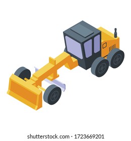 Construction grader machine icon. Isometric of construction grader machine vector icon for web design isolated on white background