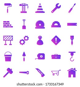 Construction gradient icons on white background, stock vector