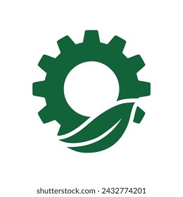 logo del engranaje verde de construcción 1