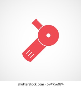Construction Grinder Red Flat Icon On White Background