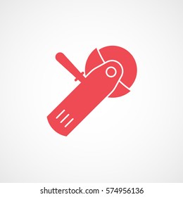 Construction Grinder Red Flat Icon On White Background