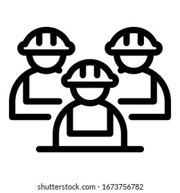 Construction group people icon. Outline construction group people vector icon for web design isolated on white background
