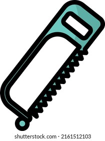 Construction hacksaw, illustration, vector on a white background.