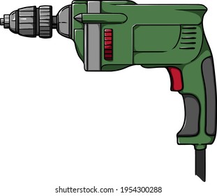 Construction Hammer Drill Green Color Vector Stock Vector (royalty Free 