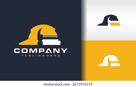 El logotipo del martillo y del casco de la construcción
