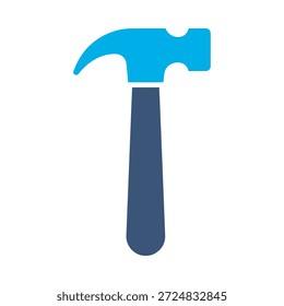 Icono de martillo de construcción azul Vector plano diseño herramienta de reparación símbolo de carpintería hardware equipo de renovación trabajo de construcción elemento gráfico signo