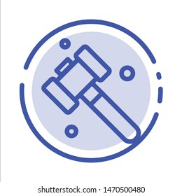 Construction, Hammer, Tool Blue Dotted Line Line Icon. Vector Icon Template background
