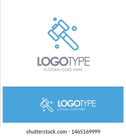 Construction, Hammer, Tool Blue outLine Logo with place for tagline. Vector Icon Template background