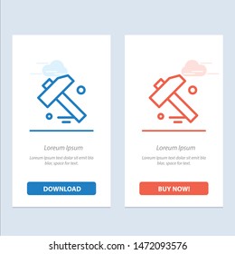 Construction, Hammer, Tool  Blue and Red Download and Buy Now web Widget Card Template