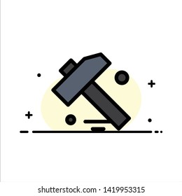 Construction, Hammer, Tool  Business Flat Line Filled Icon Vector Banner Template