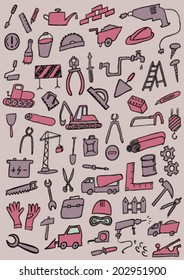Construction Hand Drawn Color Set