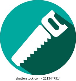 Construction hand saw, illustration, vector on a white background.