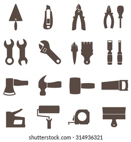 Construction hand tools. Repair icons. Vector set.