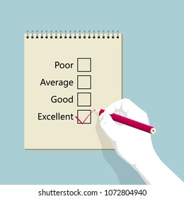 Construction hands flat graphic design ,Hand Holding a pencil.Choose excellent.