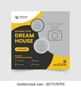 Construction handyman home repair flyer social media post amp web banner template design