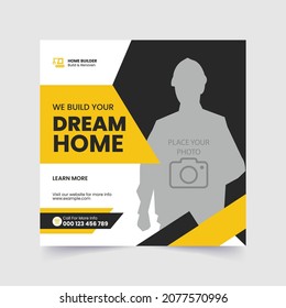 Construction handyman home repair flyer social media post amp web banner template design