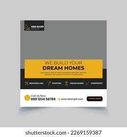 Construction handyman home repair social media post template