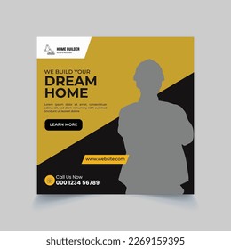 Construction handyman home repair social media post template