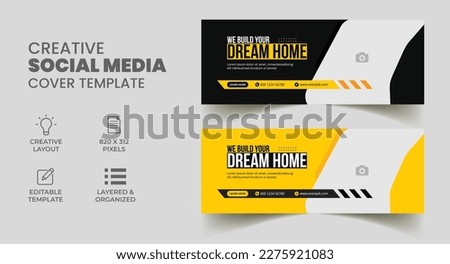 construction handyman home repair social media banner and facebook cover web banner template. 