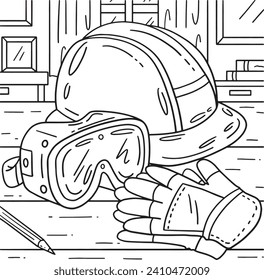 Sombrero duro de construcción, guantes y gafas de seguridad 