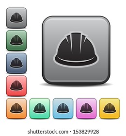 Construction Hard Hat Icon Square Icon Set in Various Colors