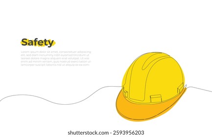 Construction hard hat line art style vector illustration