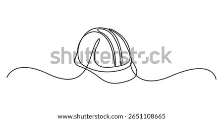 Construction hat continuous one line drawing, Single continuous line drawing of labor minimalist concept banner and logo for labor days. Vector illustration, safety helmet for safety work. Pro vector