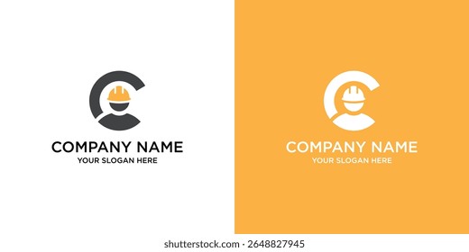 Construction Hat Letter C Logo Design Inspiration. Vector Illustration.
