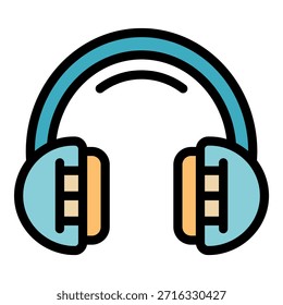 Icono de auriculares de construcción. Auriculares de la construcción del contorno del Vector del color del icono plano aislado