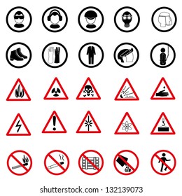 Construction Health and Safety sign isolated on white background. The big safety and work sign collection vector