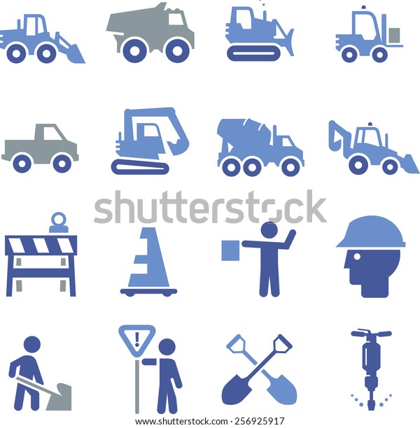 Construction Heavy Equipment Icons Stock Vector (Royalty Free) 256925917