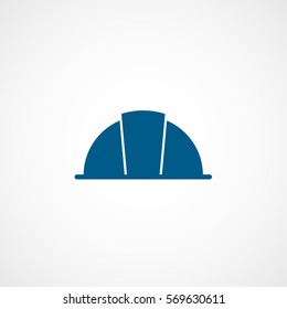 Construction Helmet Blue Flat Icon On White Background