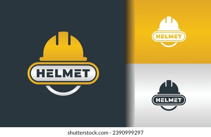 logotipo del emblema del círculo del casco de construcción