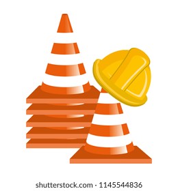 construction helmet with cones