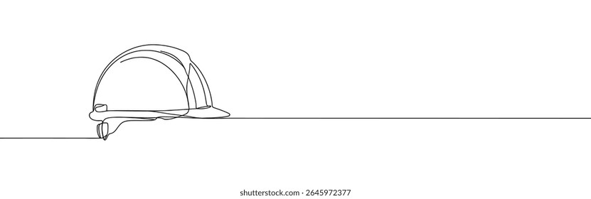 Construction Helmet continuous one line drawing. Safety helmet in simple linear style. Vector illustration.