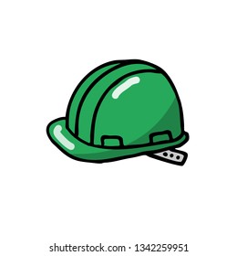 construction helmet doodle icon