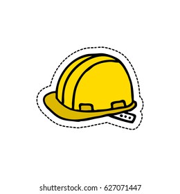 construction helmet doodle icon