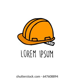construction helmet doodle icon