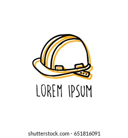 construction helmet doodle icon