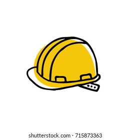 construction helmet doodle icon