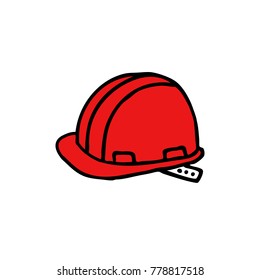 construction helmet doodle icon