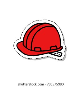 construction helmet doodle icon