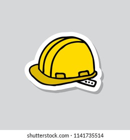 construction helmet doodle sticker icon