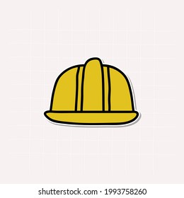 pegatina de doodle de casco de construcción , ilustración vectorial.