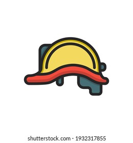 Construction helmet filled outline icons. Vector illustration. Editable stroke. Isolated icon suitable for web, infographics, interface and apps.