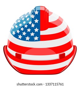 Construction helmet with a flag of United States. Vector illustration design