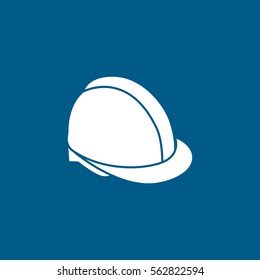 Construction Helmet Flat Icon On Blue Background